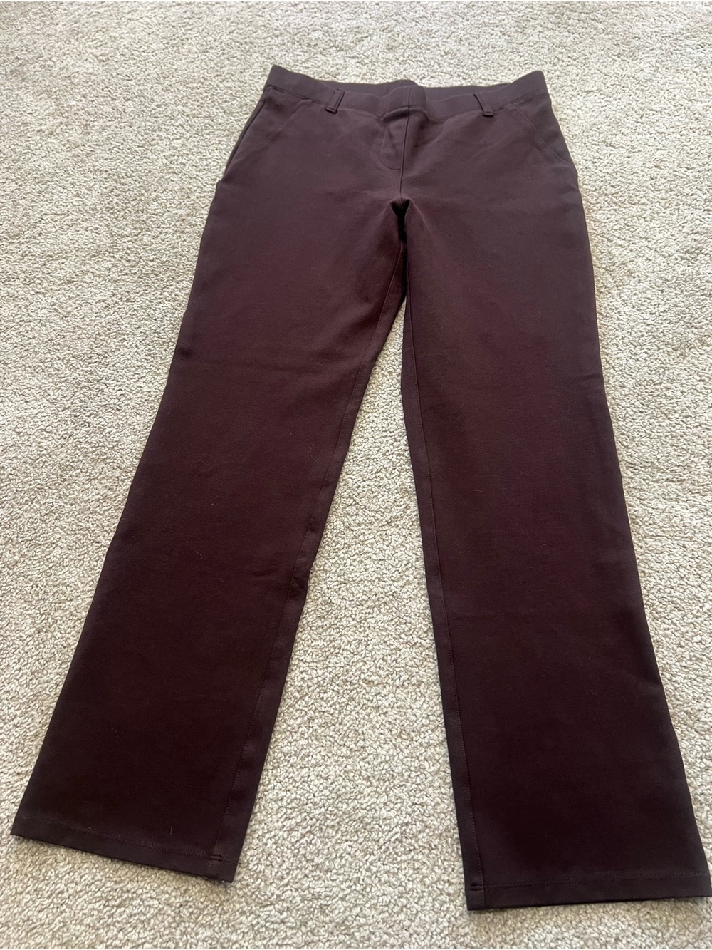 Quince Ultra-Stretch Ponte Straight Leg Pants Womens Sz M Brown